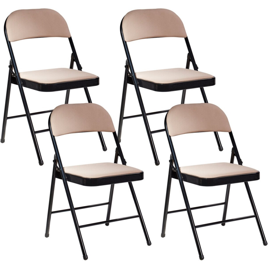 SPARKS - Klapstoel set - Zwart/Beige - Metaal SPARKS - Klapstoel set - Zwart/Beige - Metaal afbeelding 1