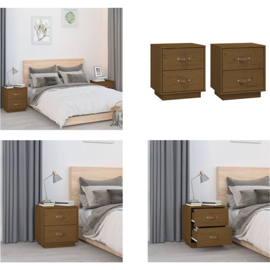 vidaXL Nachtkastjes 2 st 40x34x45 cm massief grenenhout honingbruin - Nachtkastje - Nachtkastjes - Houten Nachtkastje - Telefoonkast vidaXL Nachtkastjes 2 st 40x34x45 cm massief grenenhout honingbruin - Nachtkastje - Nachtkastjes - Houten Nachtkastje - Telefoonkast afbeelding 1