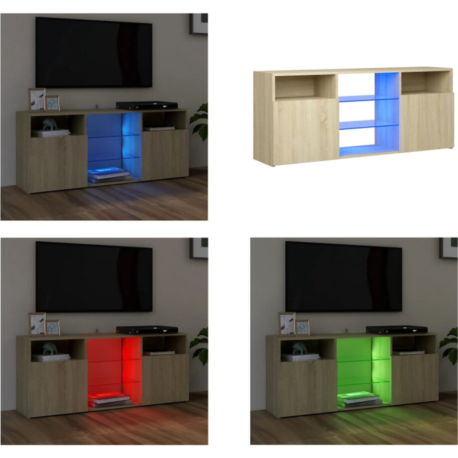 vidaXL Tv-meubel met LED-verlichting 120x30x50 cm sonoma eikenkleurig - Tv-kast - Tv-kasten - Televisiekast - Televisiekasten afbeelding 1