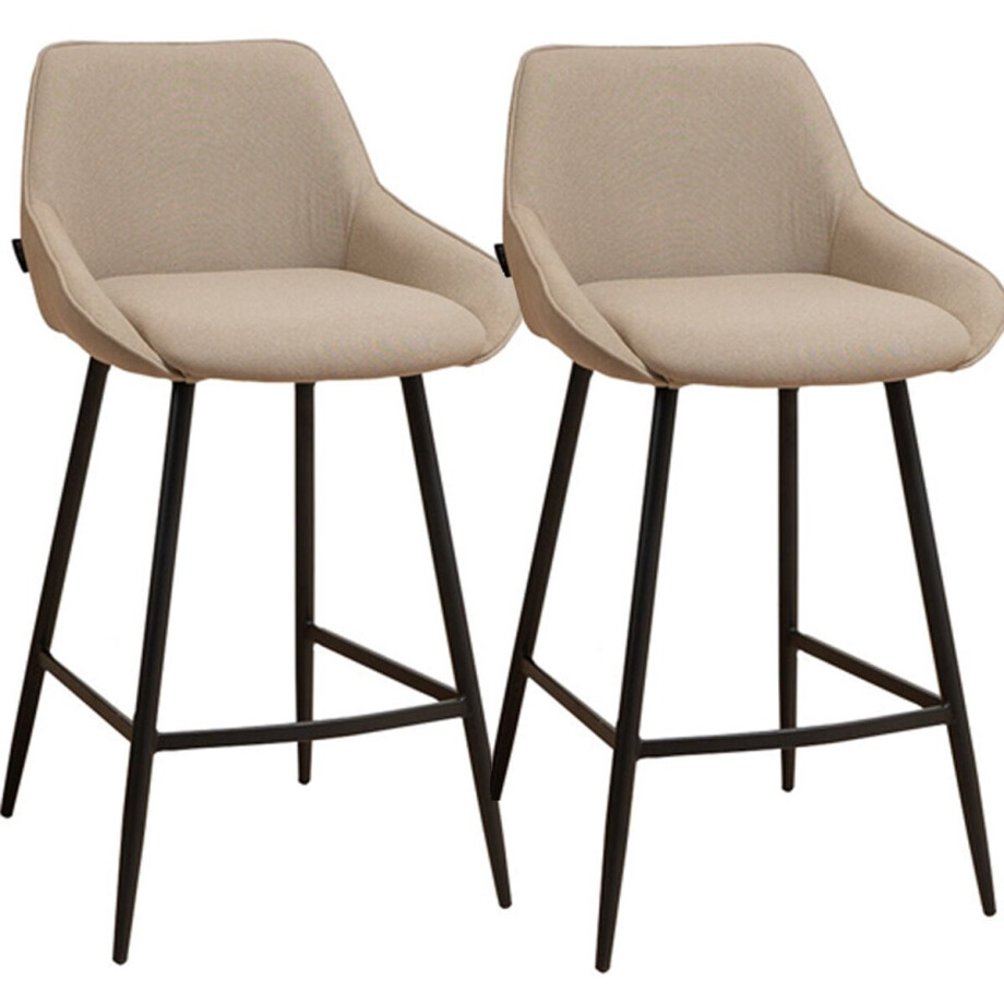 Bronx71® Scandinavische barkruk Lova gerecyclede stof taupe 68 cm - Barkrukken set van 2 - barstoel afbeelding 1