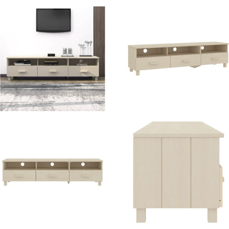 vidaXL Tv-meubel HAMAR 158x40x40 cm massief grenenhout honingbruin - Tv-meubel - Tv-meubelen - Tv Meubel - Tv Kast vidaXL Tv-meubel HAMAR 158x40x40 cm massief grenenhout honingbruin - Tv-meubel - Tv-meubelen - Tv Meubel - Tv Kast afbeelding 1