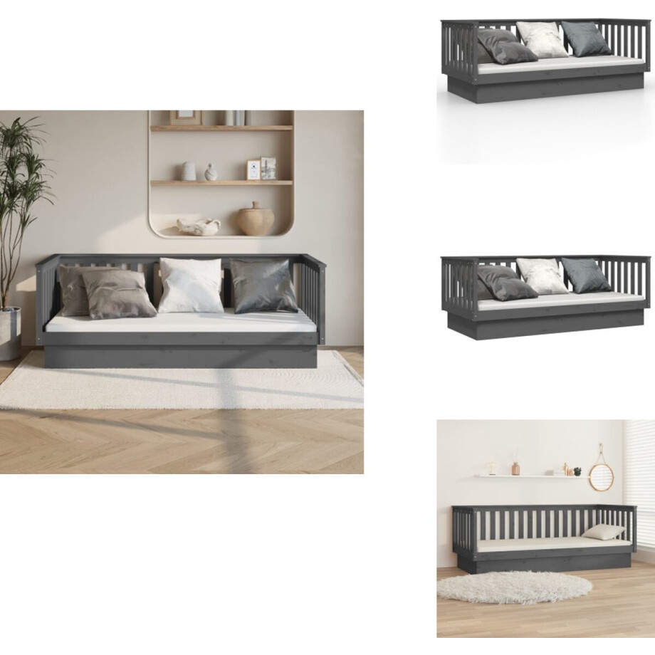 vidaXL Slaapbank - Slaapbanken - Bedbank - Bed - Slaapbank 100x200 cm massief grenenhout grijs vidaXL Slaapbank - Slaapbanken - Bedbank - Bed - Slaapbank 100x200 cm massief grenenhout grijs afbeelding 1