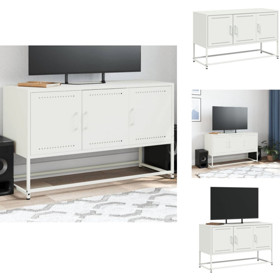 vidaXL Tv-meubel - Tv-meubelen - Tv-meubel - Tv-meubelen - Tv-meubel 100,5x39x60,5 cm staal wit afbeelding 1