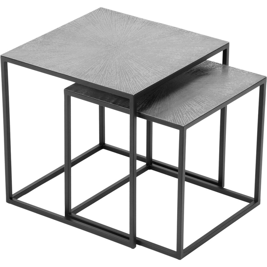 Set Bijzettafels - Trio Arie - Vierkant - 40x40x40cm - Zwart/Zilver - Metaal Set Bijzettafels - Trio Arie - Vierkant - 40x40x40cm - Zwart/Zilver - Metaal afbeelding 1
