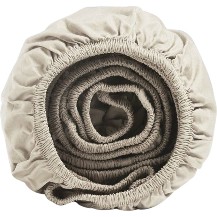 Yumeko hoeslaken percal katoen wit zand 100x210x30 - Bio, eco & fairtrade afbeelding 1
