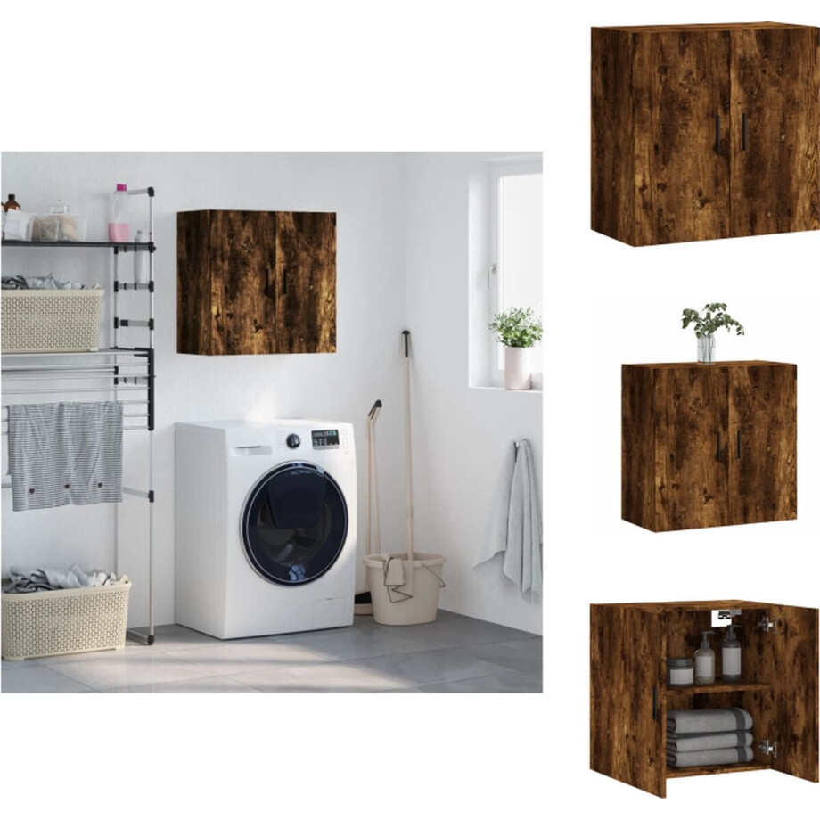 vidaXL Wandkast - Wandkasten - Kast - Bijzetkast - Wandkast 60x31x60 cm bewerkt hout gerookt eikenkleurig afbeelding 1
