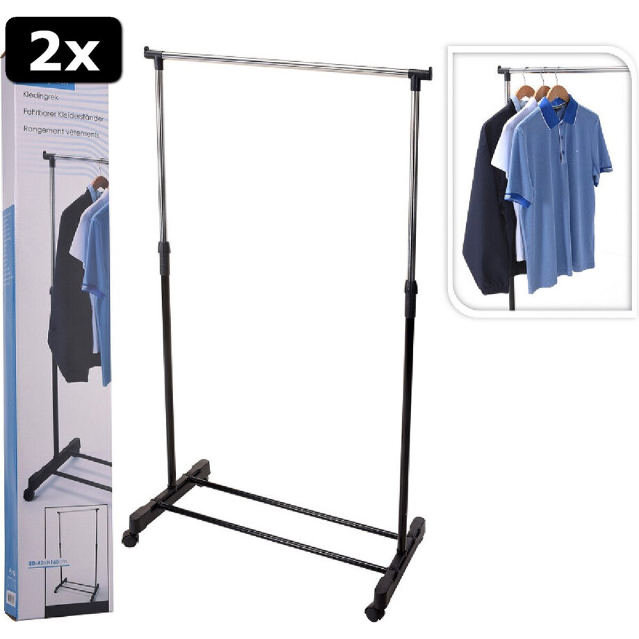 2x Kledingrek enkel 80x43x160cm afbeelding 1