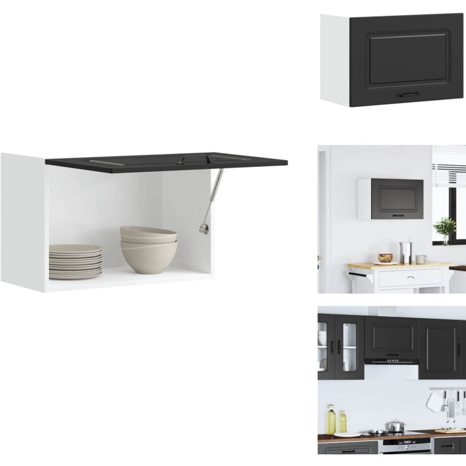 vidaXL Keuken Wandkast - Keuken Wandkasten - Keuken Wandmeubel - Gemonteerde Wandkast - Keukenwandkast Kalmar bewerkt hout zwart afbeelding 1