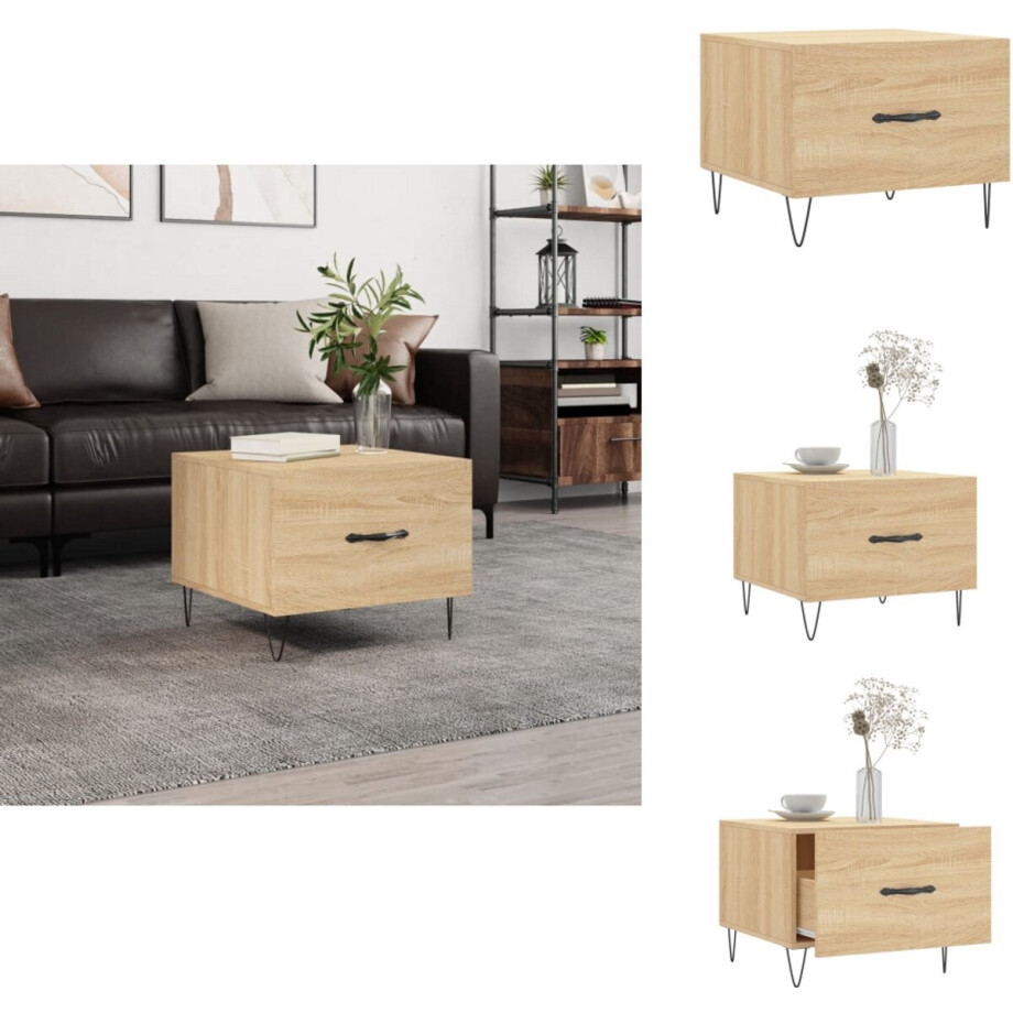 vidaXL Salontafel - Salontafels - Bijzettafel - Banktafel - Salontafel 50x50x35 cm bewerkt hout sonoma eikenkleurig afbeelding 1