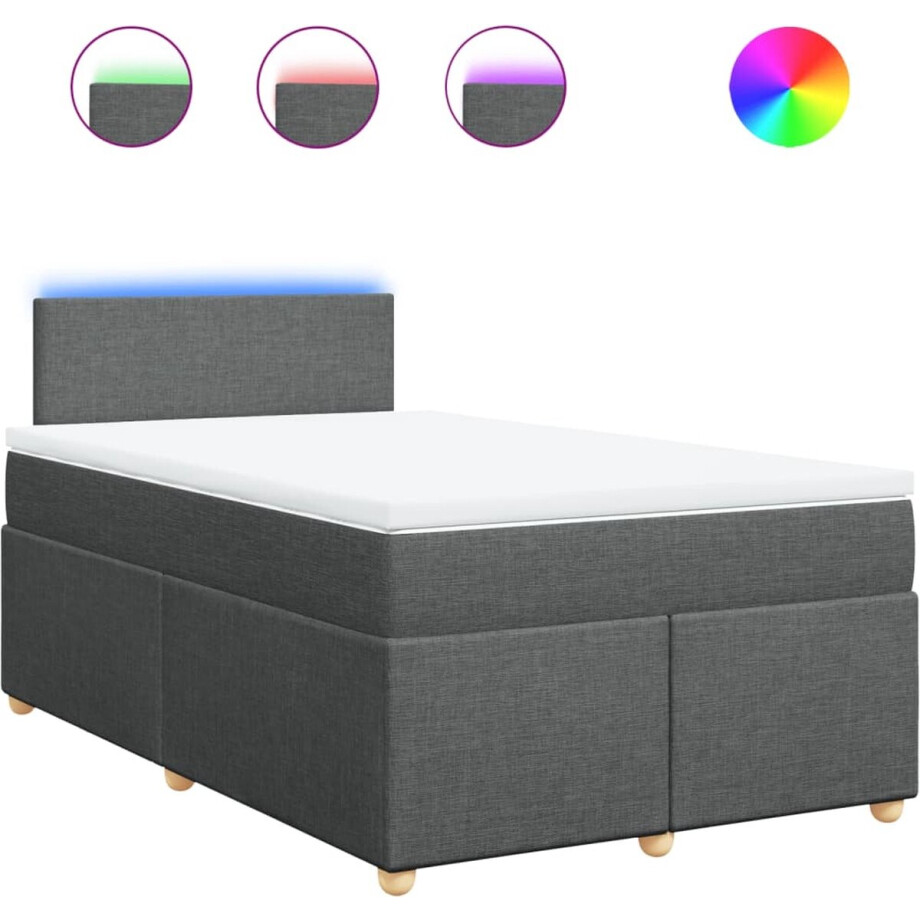 vidaXL - Boxspring - met - matras - stof - donkergrijs - 120x200 - cm vidaXL - Boxspring - met - matras - stof - donkergrijs - 120x200 - cm afbeelding 1