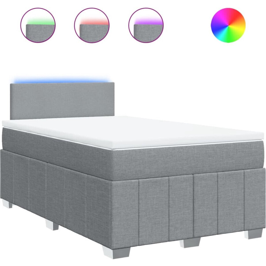 vidaXL - Boxspring - met - matras - stof - lichtgrijs - 120x200 - cm vidaXL - Boxspring - met - matras - stof - lichtgrijs - 120x200 - cm afbeelding 1