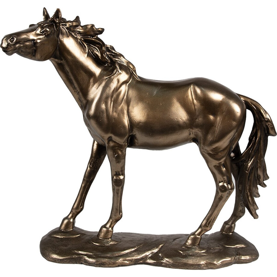 Clayre & Eef Decoratie Beeld Paard 34x10x32 cm Bruin Polyresin afbeelding 1