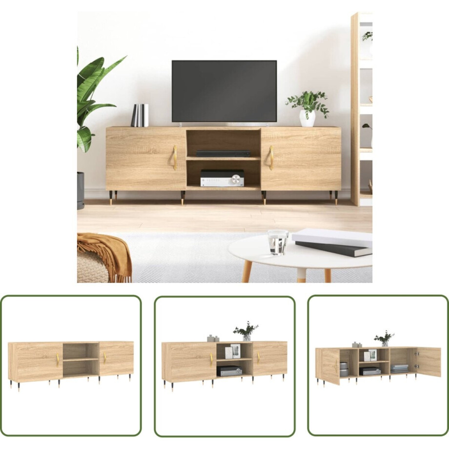 vidaXL Tv Kast - Televisiekast - Tv-meubel 150x30x50 cm bewerkt hout sonoma eikenkleurig - Tv Meubel - Salontafel - Houten Tv Stand vidaXL Tv Kast - Televisiekast - Tv-meubel 150x30x50 cm bewerkt hout sonoma eikenkleurig - Tv Meubel - Salontafel - Houten Tv Stand afbeelding 1
