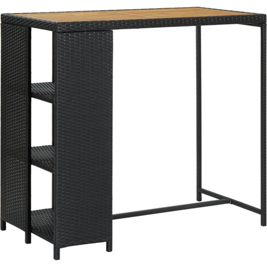vidaXL - Bartafel - met - opbergrek - 120x60x110 - cm - poly - rattan - zwart afbeelding 1