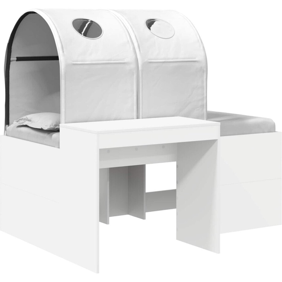 vidaXL - Bed - met - Tunnel - 4 - pcs - Artisian - Eik - en - Wit - Bewerkt - hout afbeelding 1