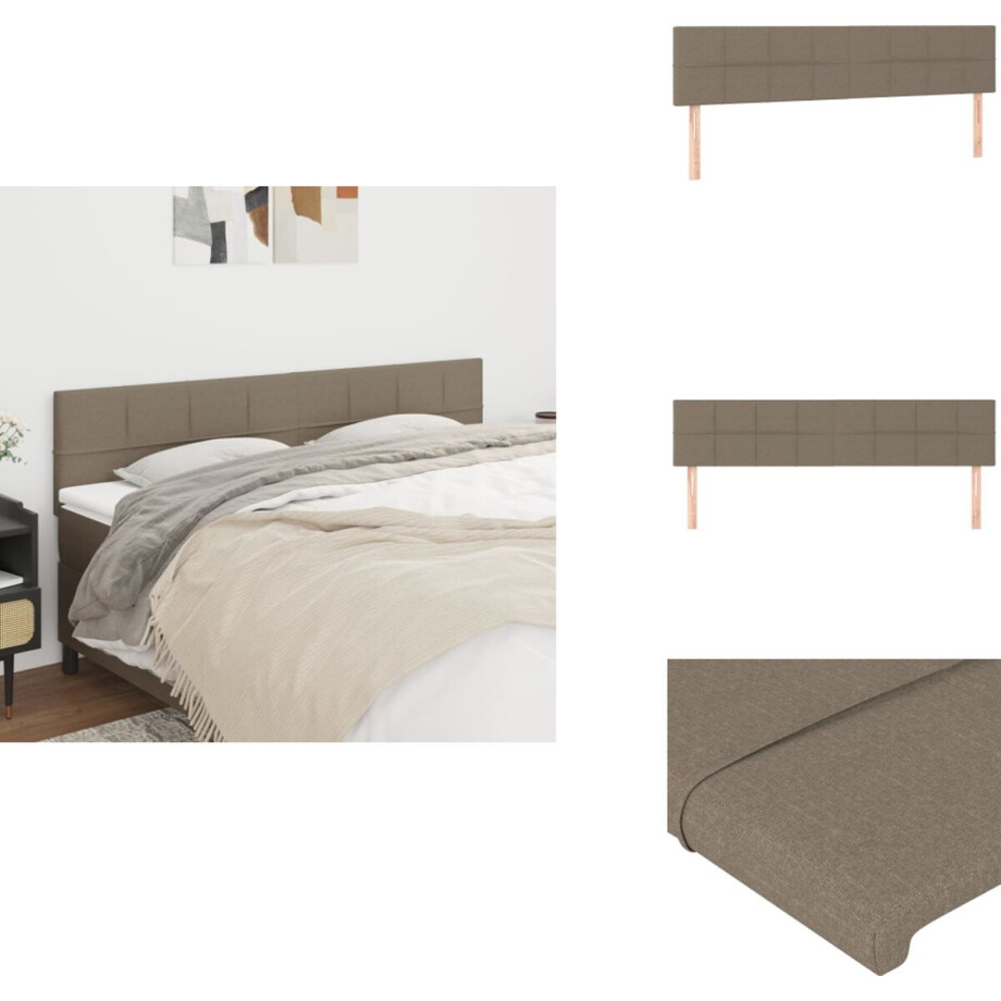 vidaXL Hoofdbord - Hoofdborden - Hoofdeinde - Houten Hoofdbord - Hoofdborden 2 st 90x5x78/88 cm stof taupe vidaXL Hoofdbord - Hoofdborden - Hoofdeinde - Houten Hoofdbord - Hoofdborden 2 st 90x5x78/88 cm stof taupe afbeelding 1