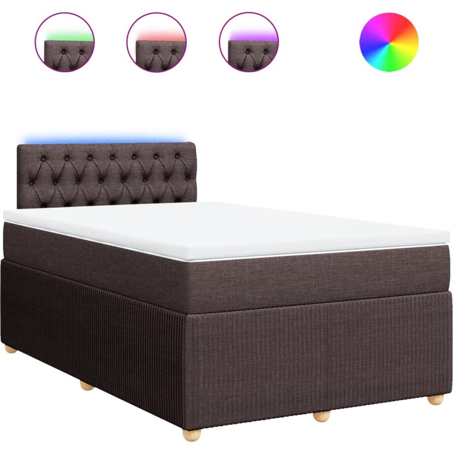 vidaXL - Boxspring - met - matras - stof - donkerbruin - 120x190 - cm afbeelding 1