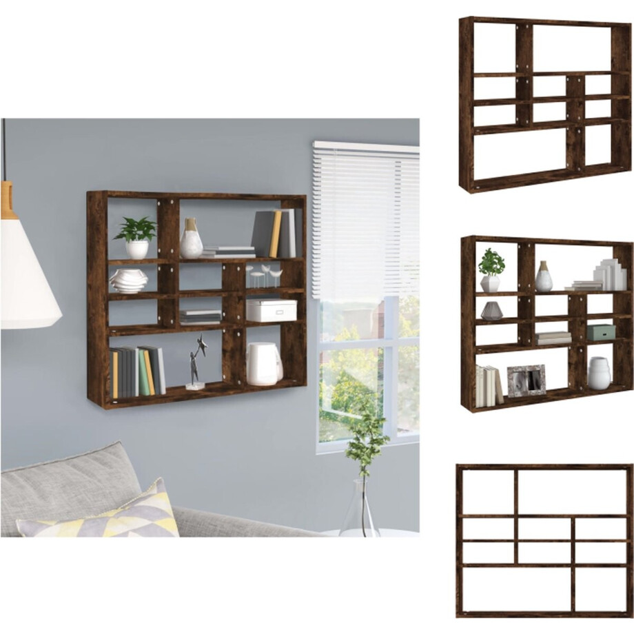 vidaXL Wandschap - Wandschappen - Plank - Schap - Wandschap 90x16x78 cm bewerkt hout gerookt eikenkleurig afbeelding 1