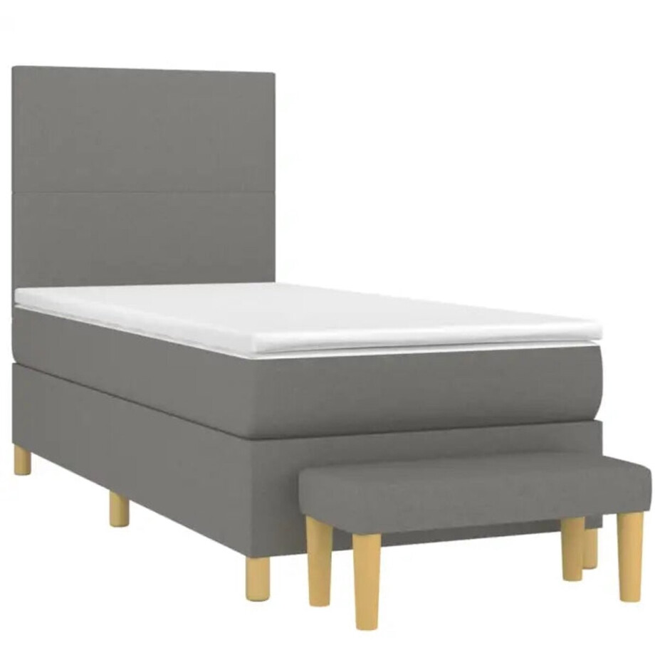 vidaXL - Boxspring - met - matras - stof - donkergrijs - 80x200 - cm afbeelding 1