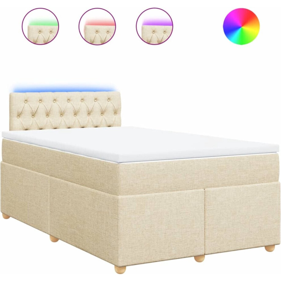 vidaXL - Boxspring - met - matras - stof - crèmekleurig - 120x190 - cm afbeelding 1