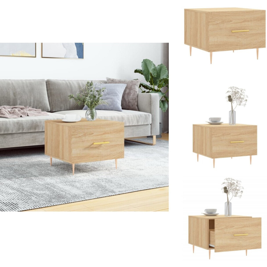 vidaXL Salontafel - Salontafels - Bijzettafel - Banktafel - Salontafel 50x50x35 cm bewerkt hout sonoma eikenkleurig afbeelding 1