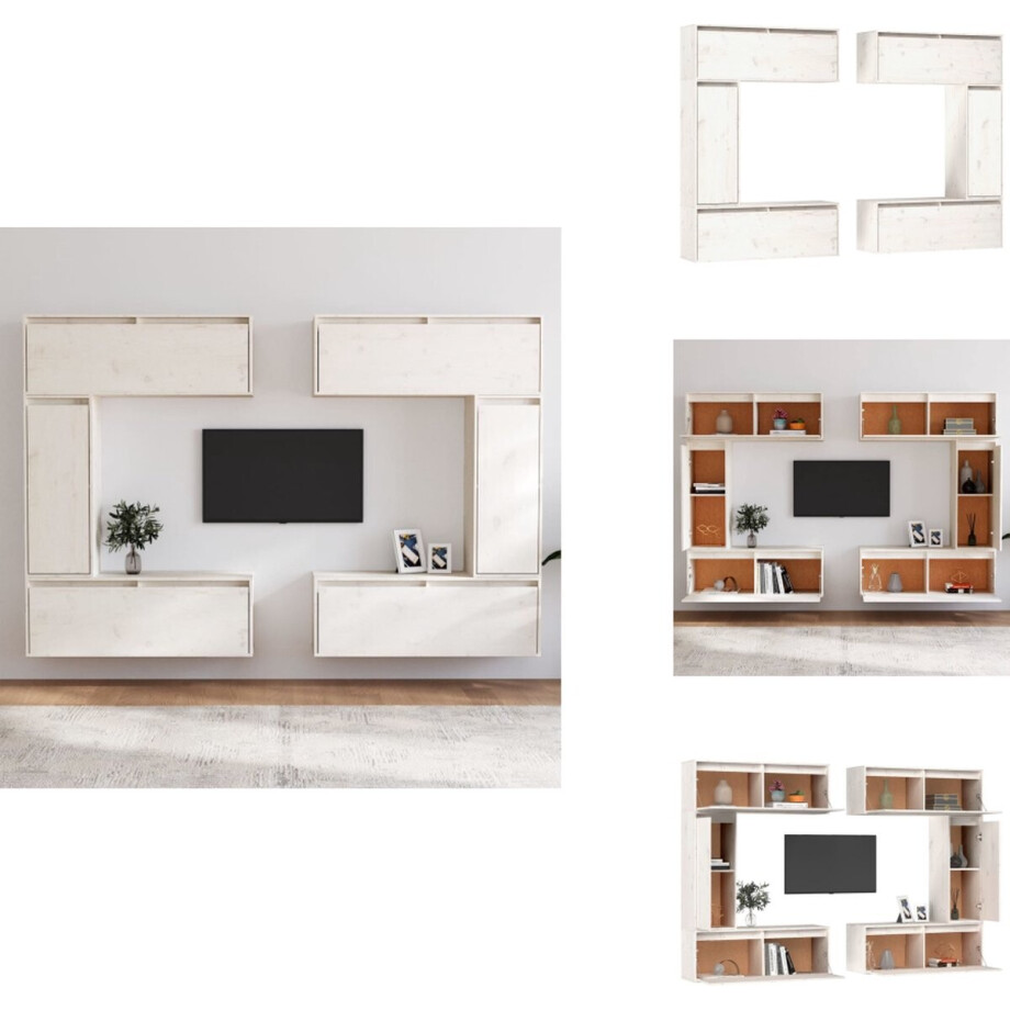 vidaXL Tv-kast - Tv-kasten - Tv-meubel - Hifi-meubel - Tv-meubelen 6 st massief grenenhout wit vidaXL Tv-kast - Tv-kasten - Tv-meubel - Hifi-meubel - Tv-meubelen 6 st massief grenenhout wit afbeelding 1