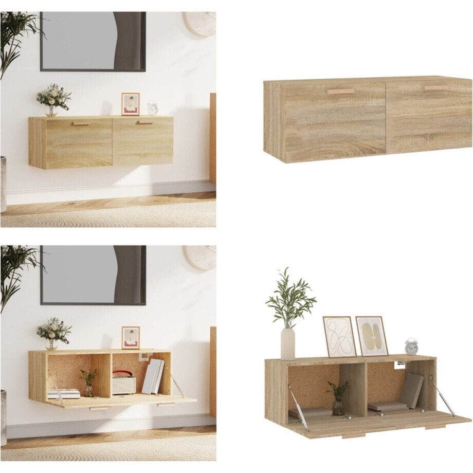 vidaXL Wandkast 100x36-5x35 cm bewerkt hout sonoma eikenkleurig - Wandkast - Wandkasten - Hangkast - Hangende Kast vidaXL Wandkast 100x36-5x35 cm bewerkt hout sonoma eikenkleurig - Wandkast - Wandkasten - Hangkast - Hangende Kast afbeelding 1