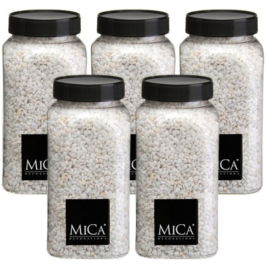 Mica Decorations decoratie stenen/granulaat - 5x - 650ml - wit - hobby steentjes Mica Decorations decoratie stenen/granulaat - 5x - 650ml - wit - hobby steentjes afbeelding 1