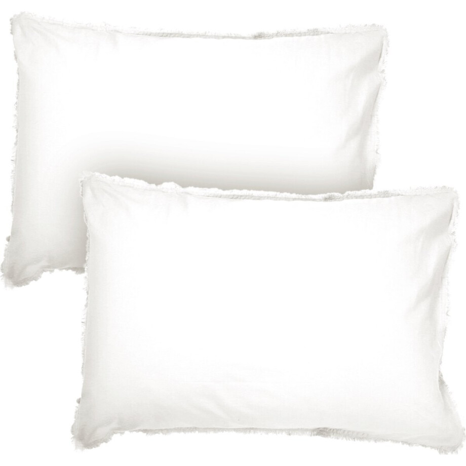 Matt & Rose Set Kussenslopen Wit - 50 x 70 cm - Gewassen Katoen afbeelding 1