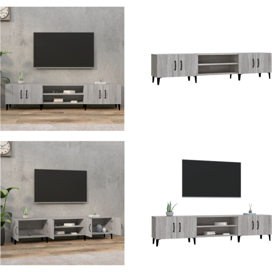 vidaXL Tv-meubel 180x31,5x40 cm bewerkt hout grijs sonoma eikenkleurig - Tv-kast - Tv-kasten - Tv-meubel - Hifi-meubel vidaXL Tv-meubel 180x31,5x40 cm bewerkt hout grijs sonoma eikenkleurig - Tv-kast - Tv-kasten - Tv-meubel - Hifi-meubel afbeelding 1