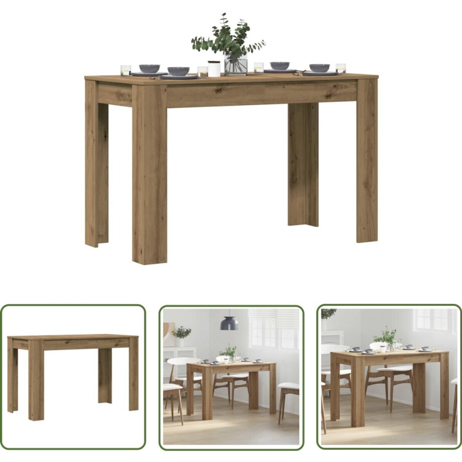 vidaXL Eettafel - Eetkamertafel - Eettafel 120x60x76 cm bewerkt hout artisanaal eikenkleur - Houten Tafel - Kunststof Tafel - Salontafel vidaXL Eettafel - Eetkamertafel - Eettafel 120x60x76 cm bewerkt hout artisanaal eikenkleur - Houten Tafel - Kunststof Tafel - Salontafel afbeelding 1