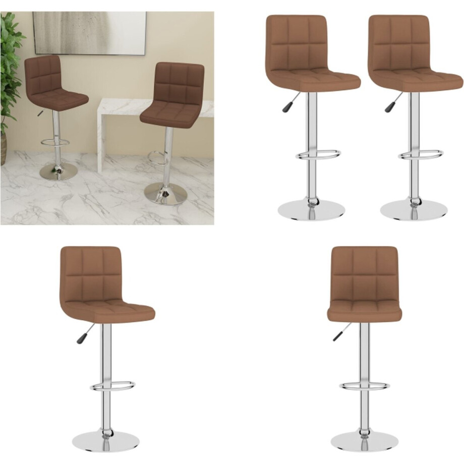 vidaXL Barkrukken 2 st stof bruin - Barkruk - Barkrukken - Barkrukje - Barkrukjes vidaXL Barkrukken 2 st stof bruin - Barkruk - Barkrukken - Barkrukje - Barkrukjes afbeelding 1