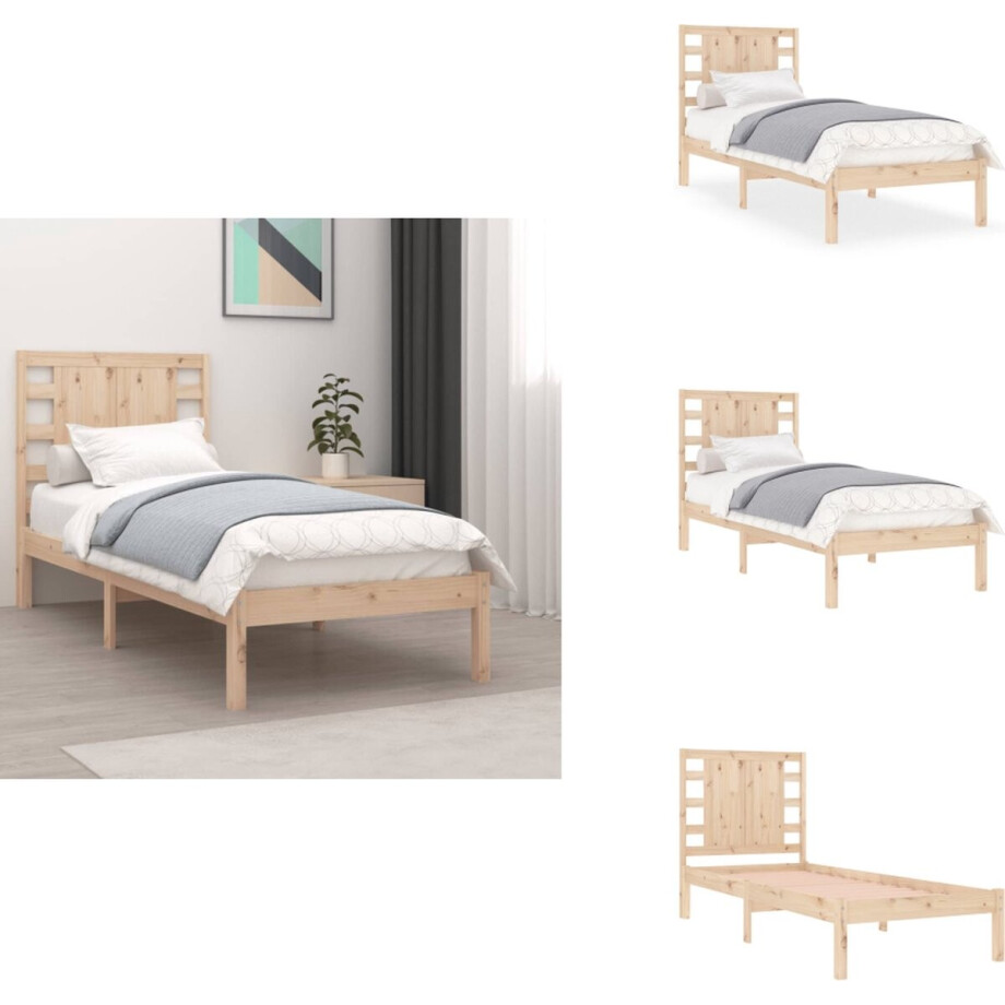 vidaXL Bedframe - Bedframes - Eenpersoonsbed - Bed - Bedframe zonder matras massief grenenhout 90x200 cm afbeelding 1