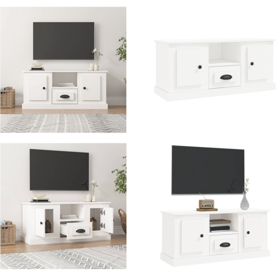 vidaXL Tv-meubel 100x35,5x45 cm bewerkt hout wit - Tv-kast - Tv-kasten - Tv-meubel - Hifi-meubel vidaXL Tv-meubel 100x35,5x45 cm bewerkt hout wit - Tv-kast - Tv-kasten - Tv-meubel - Hifi-meubel afbeelding 1