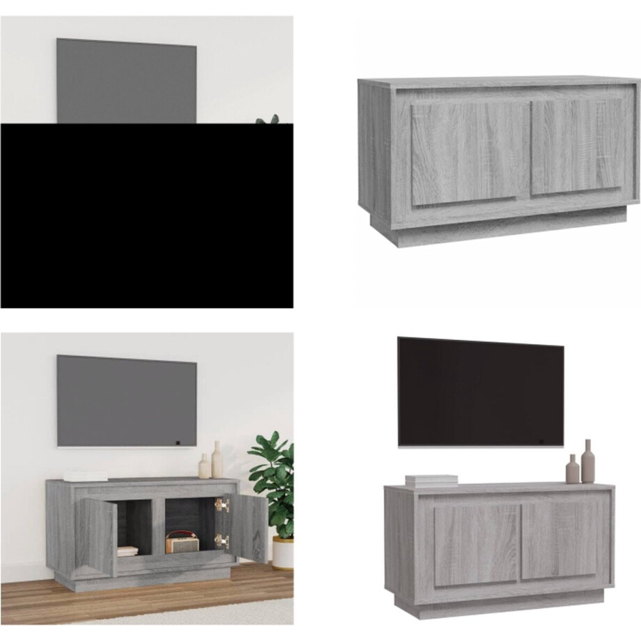vidaXL Tv-meubel 80x35x45 cm bewerkt hout grijs sonoma eikenkleurig - Tv-meubel - Tv-meubelen - Tv-standaard - Televisiemeubel vidaXL Tv-meubel 80x35x45 cm bewerkt hout grijs sonoma eikenkleurig - Tv-meubel - Tv-meubelen - Tv-standaard - Televisiemeubel afbeelding 1