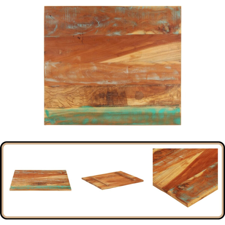 vidaXL Tafelblad 70x80 cm gerecycled hout Houten Tafelblad - Vintage Tafelblad - Industriële Tafel - Recyclen Hout - Tweedehands Meubilair afbeelding 1