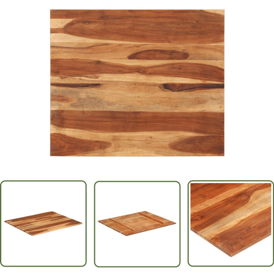 vidaXL Tafelblad - 70x80 cm - Massief Acaciahout Tafelblad - Acacia Hout - Salontafel - Eettafel - Vintage Meubels afbeelding 1