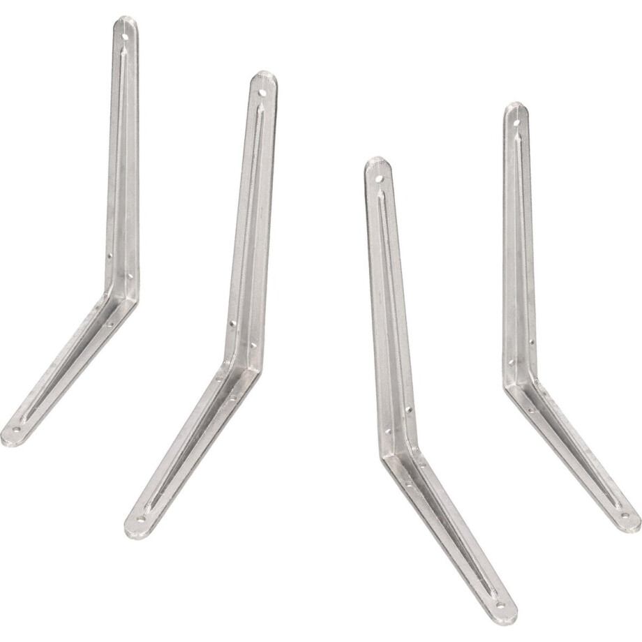 4x Plankdragers / planksteunen aluminium - 30 x 35 cm tot 150 kg - zilverkleurig - schapdragers / opbergsysteem - kledingkast/voorraadkast plankdragers/consoles afbeelding 1