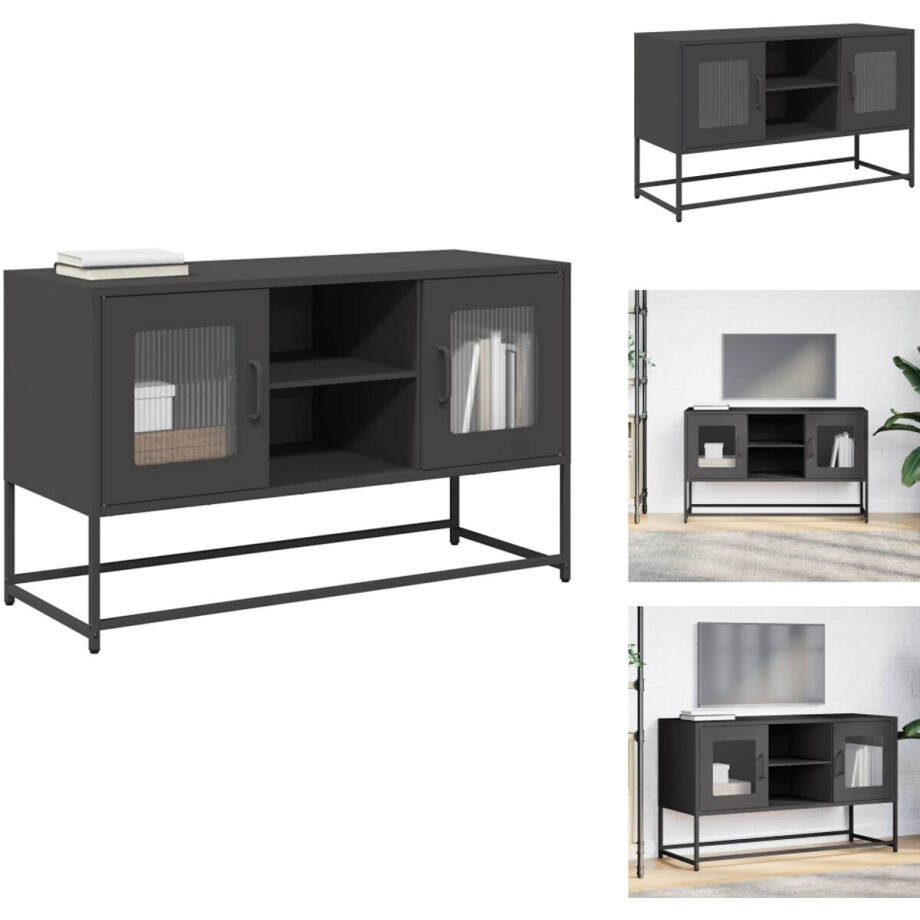 vidaXL Tv-meubel - Tv-kasten -Tv-standaard - Tv-meubel - Tv-meubel 100,5x39x60,5 cm staal zwart afbeelding 1