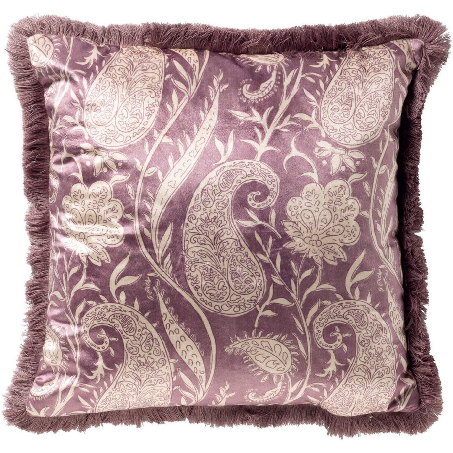 Dutch Decor RAVIE - sierkussen 45x45 cm - paisley - fringe - Dusky Orchid - paars - Inclusief binnenkussen - Luxe kussens voor woonkamer & bank afbeelding 1