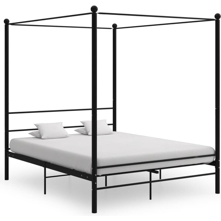 vidaXL - Hemelbedframe - metaal - zwart - 160x200 - cm vidaXL - Hemelbedframe - metaal - zwart - 160x200 - cm afbeelding 1