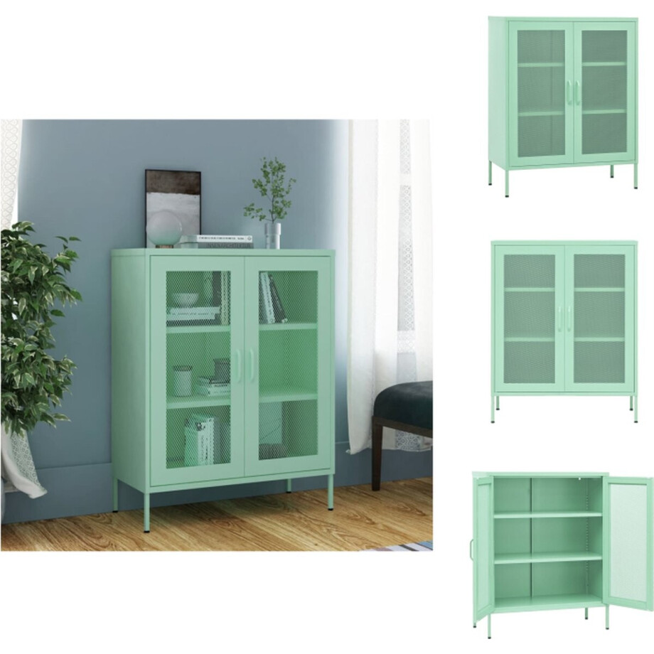 vidaXL - Opbergkast - 80x35x101,5 - cm - staal - mint vidaXL - Opbergkast - 80x35x101,5 - cm - staal - mint afbeelding 1