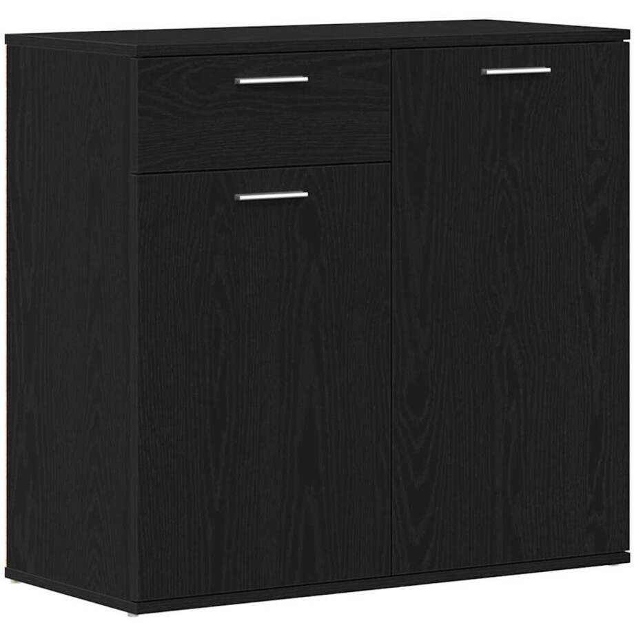 vidaXL - Dressoir - 80x36x75 - cm - bewerkt - hout - zwart - eikenkleurig afbeelding 1
