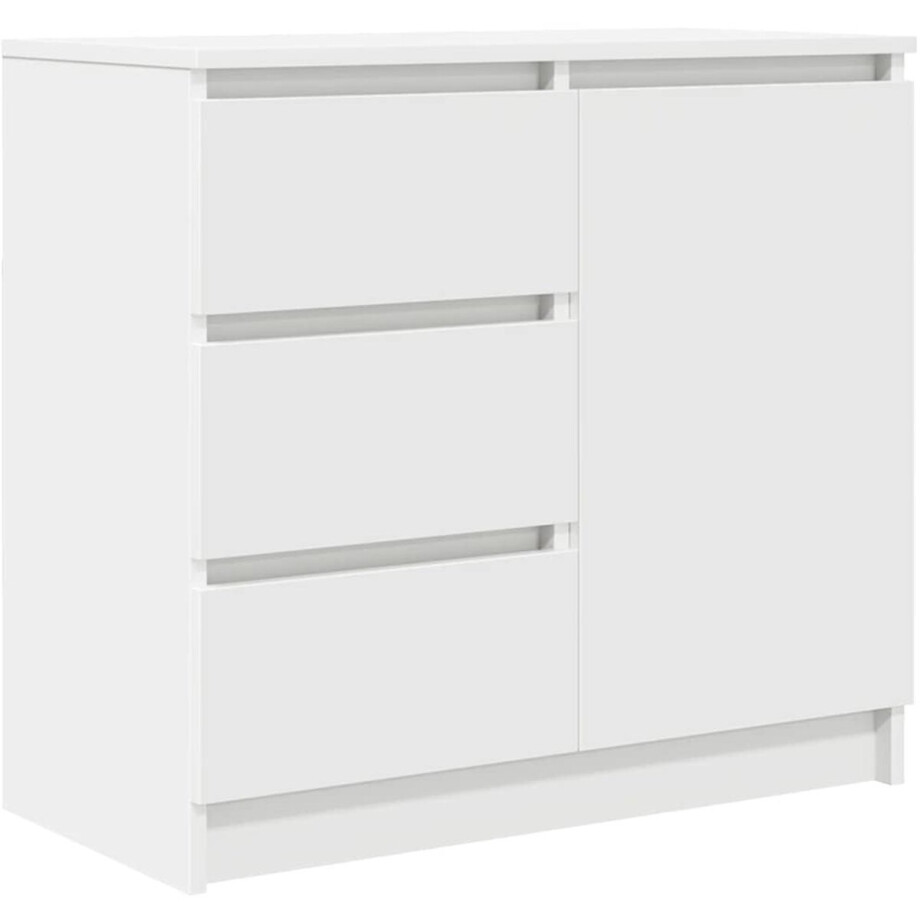 vidaXL - Dressoir - met - lade - 71x35x65 - cm - spaanplaat - wit afbeelding 1