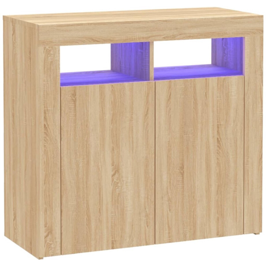 vidaXL Dressoir met LED-verlichting 80x35x75 cm sonoma eikenkleurig afbeelding 1