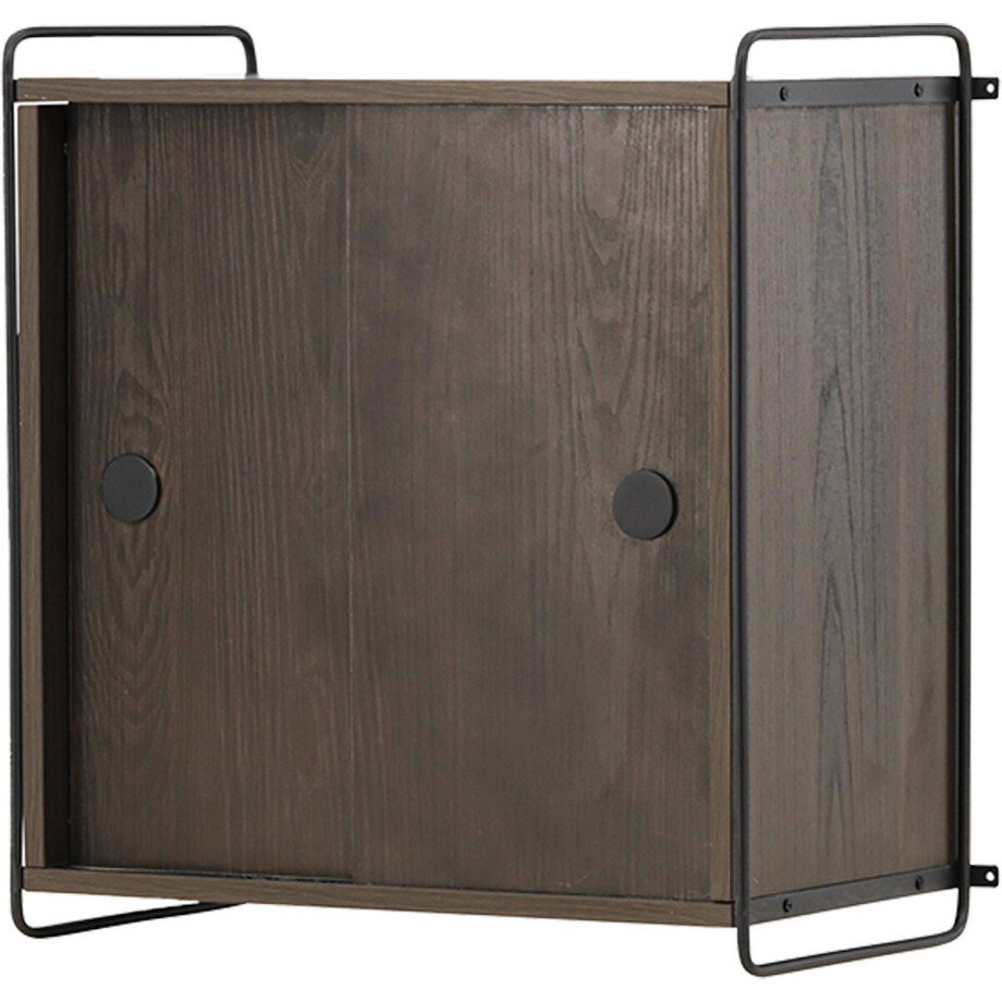 Nest living Marcus Hangende Wandkast Walnoot - Hout - Met Schuifdeuren - Zwevend - Donkerbruin - Japandi - 60 x 35 cm Nest living Marcus Hangende Wandkast Walnoot - Hout - Met Schuifdeuren - Zwevend - Donkerbruin - Japandi - 60 x 35 cm afbeelding 1