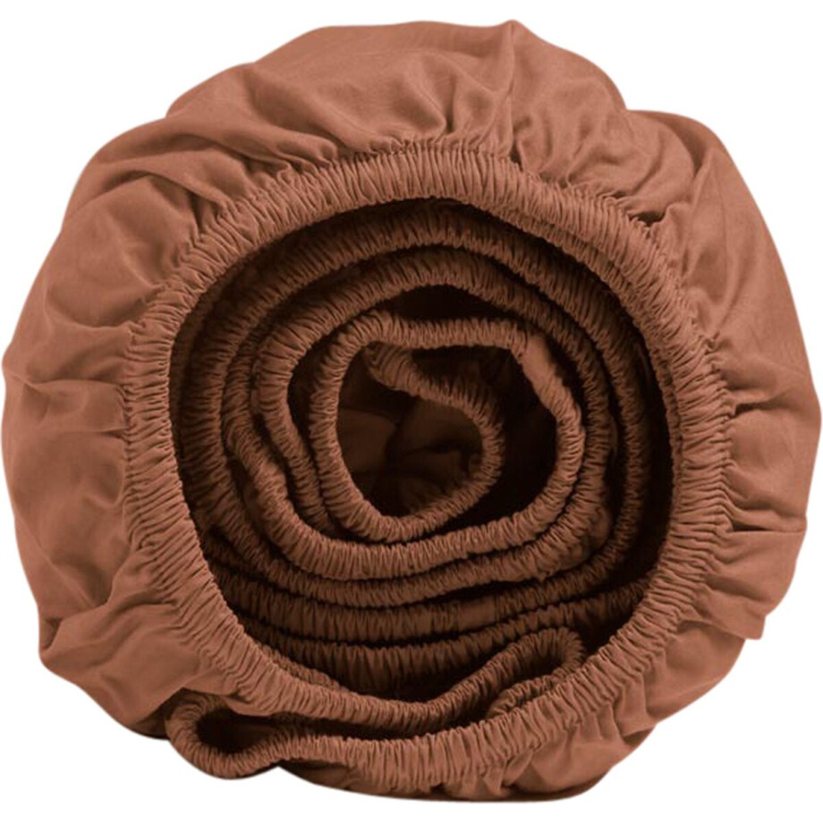 Yumeko hoeslaken percal katoen terracotta 180x200x30 - Bio, eco & fairtrade afbeelding 1
