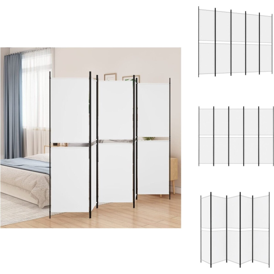 vidaXL Kamerscherm - - Kamerinrichting - 250x200cm - Inklapbaar - Wit - Kamerscherm vidaXL Kamerscherm - - Kamerinrichting - 250x200cm - Inklapbaar - Wit - Kamerscherm afbeelding 1