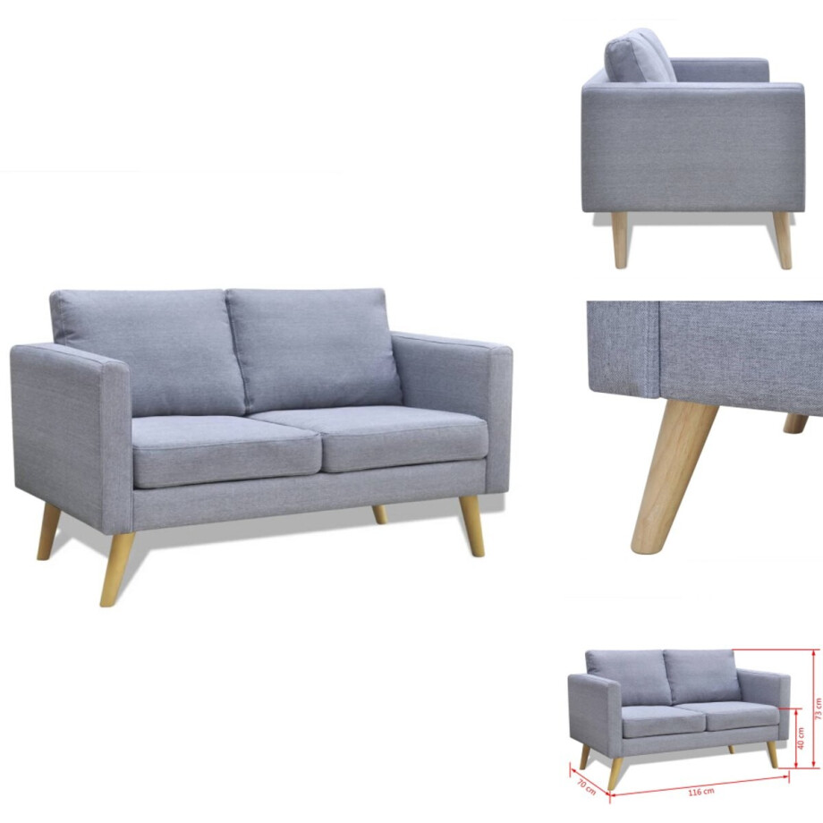 vidaXL Bank - Banken - Bankje - Bankjes - Tweezitsbank stof lichtgrijs vidaXL Bank - Banken - Bankje - Bankjes - Tweezitsbank stof lichtgrijs afbeelding 1