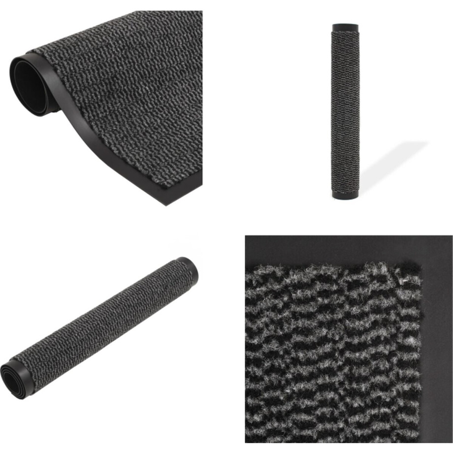 vidaXL Droogloopmat rechthoekig getuft 80x120 cm antraciet - Deurmat - Deurmatten - Droogloopmat - Droogloopmatten afbeelding 1